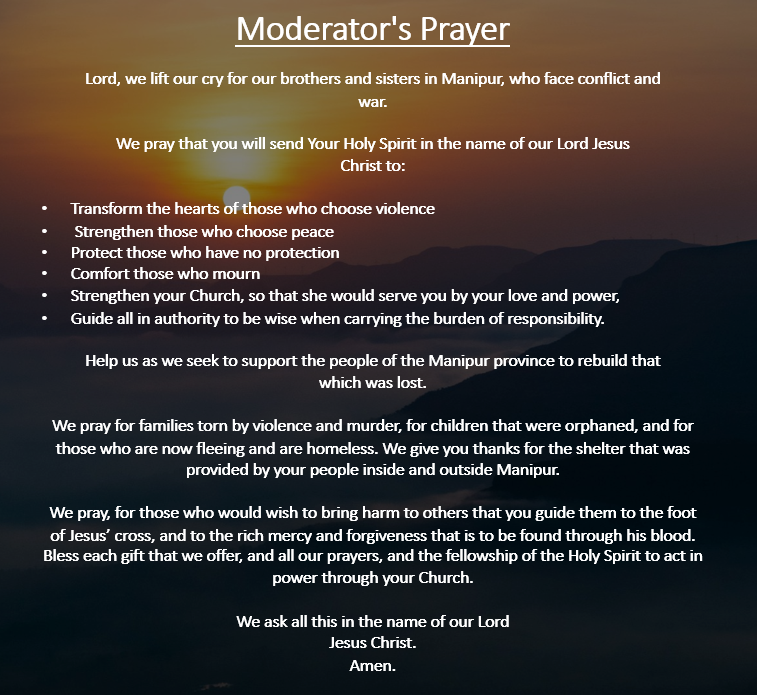 Moderator's prayer